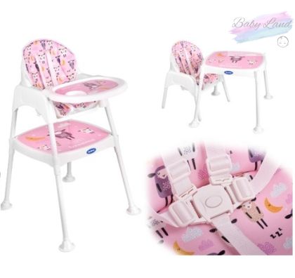  Столче за хранене 3в1 за бебе и дете С ПОДАРЪК ВЪЗГЛАВНИЧКА | Многофункционално, стабилно и регулируемо | Свалящ се поднос, удобна седалка, нехлъзгащи крачета | Превръща се в масичка и столче за игра и хранене | Подходящо 6 месеца – 6 години
